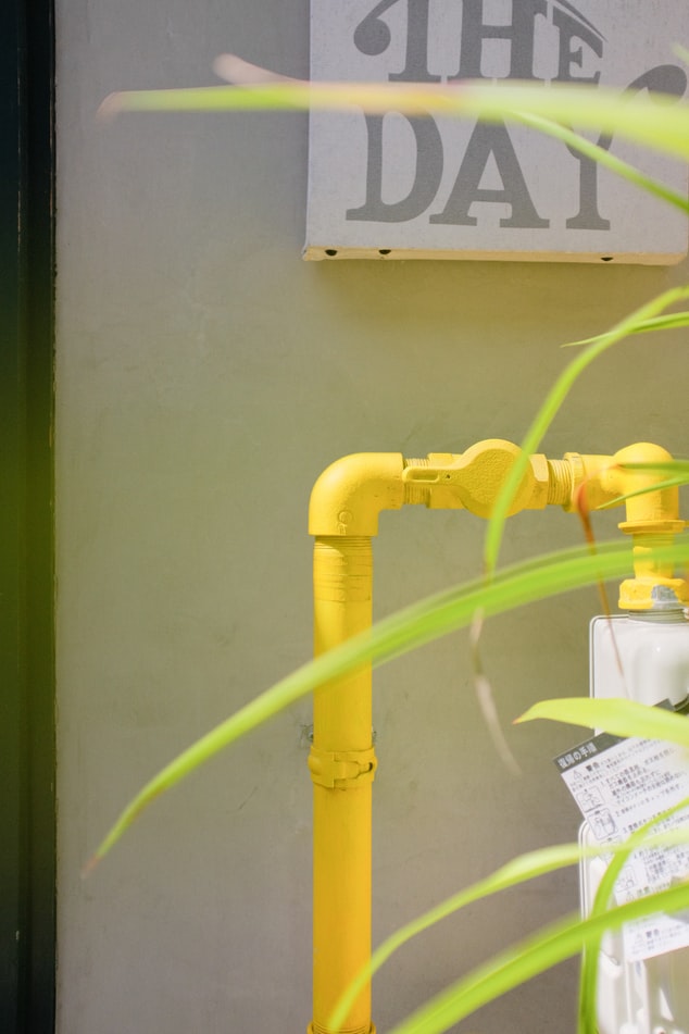 Piping set up outside of a building